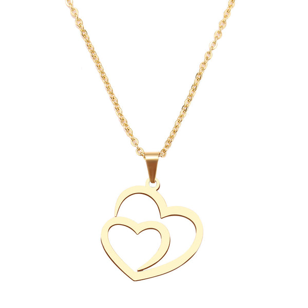 Double peach heart necklace