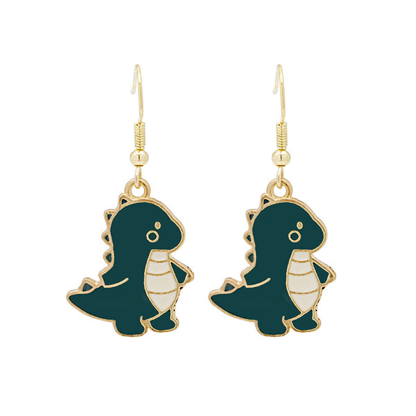 Dino Charm Green Drop Earrings